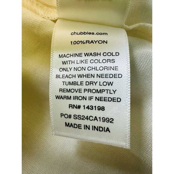 CHUBBIES Ivory Lotus Rayon Sunday Button Up Short Sleeve Cream Shirt Men's M NWT - Picture 5 of 7